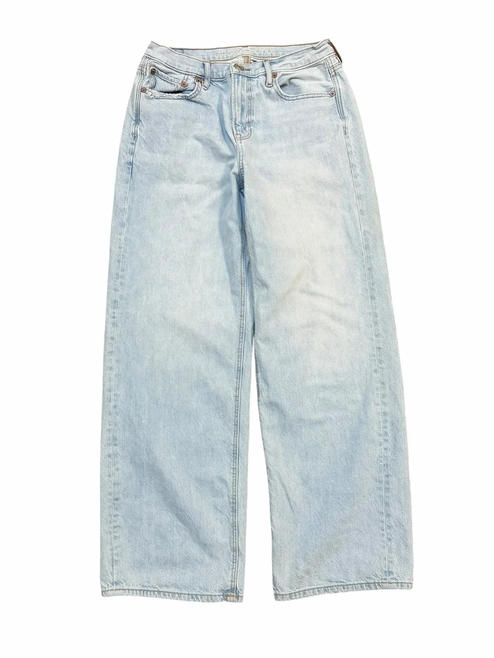 American Eagle 90s Wide Leg Light Wash Baggy Jeans Size 6 27 Waist